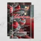 Elegant Red Christmas Party Invitation (Devant / Derrière)