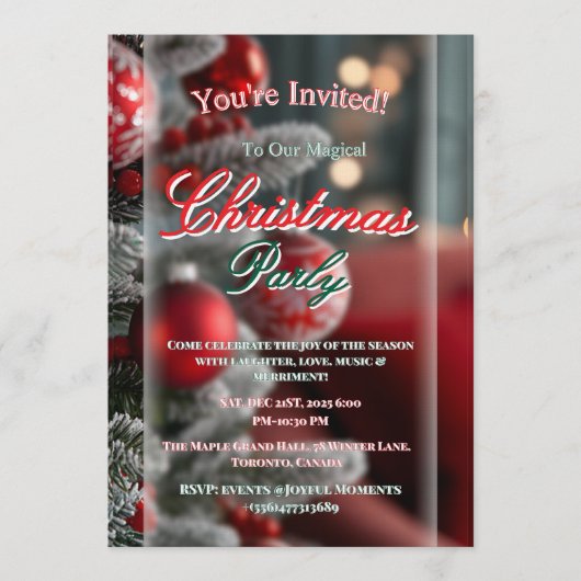 Elegant Red Christmas Party Invitation (Devant)