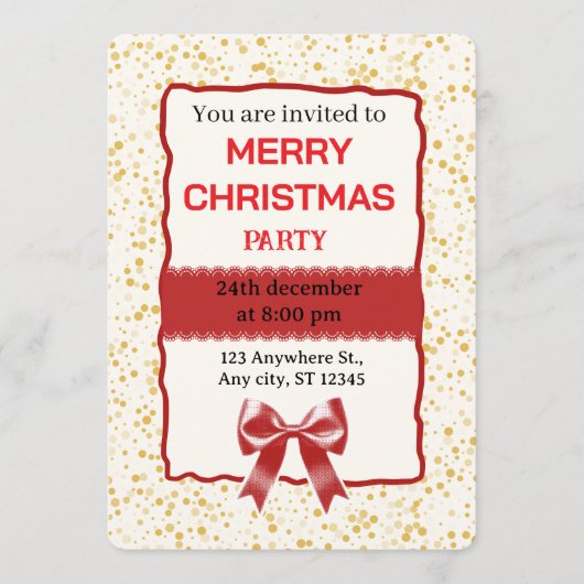 Elegant Red Christmas Party Invitation (Devant)