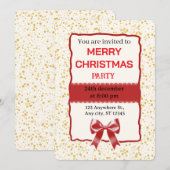 Elegant Red Christmas Party Invitation Kaart (Voorkant / Achterkant)
