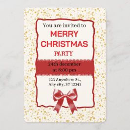Elegant Red Christmas Party Invitation Kaart
