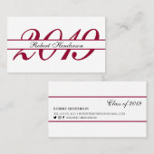 Elegant red classic insert card afstuderen name contactkaartje (Voorkant / Achterkant)