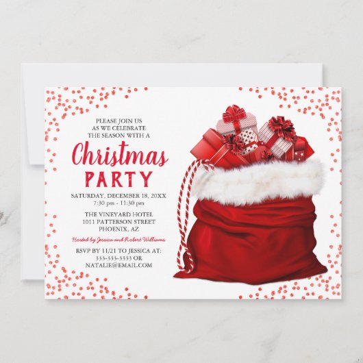 Elégant Red Corporate Christmas Party Invitation (Devant)