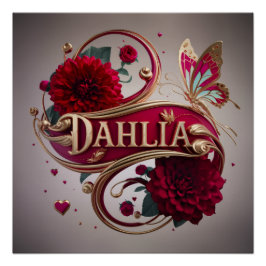 Elegant Red Dahlia Flower Art Perfect Poster