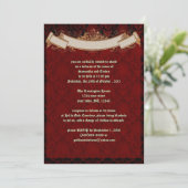 Elegant Red Damask Gothic Wedding Invitation Kaart (Staand voorkant)