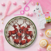 Elegant Red Deer Moose Gold Snow vrolijk kerstfees Papieren Bordje (Feest)