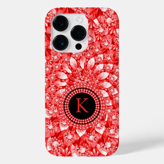 Elegant Red Diamonds Glitter Print Monogram Case-Mate iPhone Case (Achterkant)