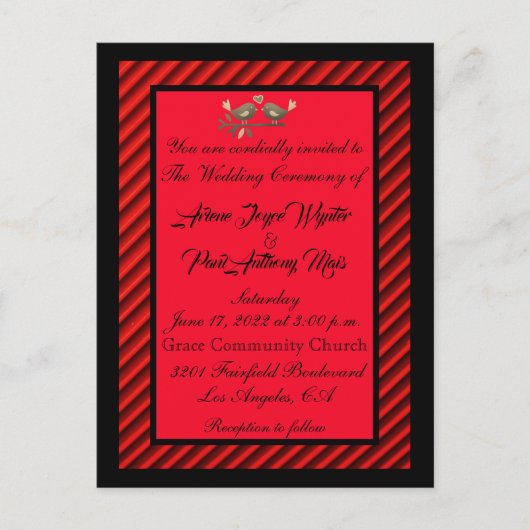 Elegant Red en Black Invitation Uitnodiging Briefkaart (Voorkant)
