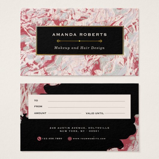 Elegant Red en Black Waterverf Visitekaartje (Voorkant /achterkant)