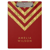 Elegant Red en Faux Gold Chevron Name Klembord (Voorkant)