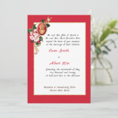 Elegant Red en Gold Cameo Uitnodiging (Staand voorkant)