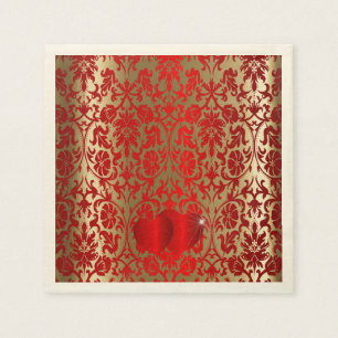 Elegant Red en Gold Damask Pattern Servet