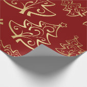 Elegant Red en Gold Faux Folie kerstboom Cadeaupapier (Hoek)