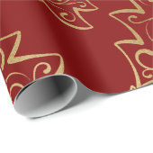 Elegant Red en Gold Faux Folie kerstboom Cadeaupapier (Rol Hoek)