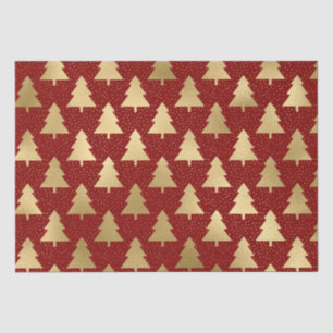 Elegant Red en Gold Foil kerstboompatroon Tissuepapier