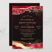 Elegant Red en Gold Glitter Glam Tears Weddenschap Kaart (Voorkant / Achterkant)