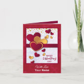Elegant Red en Gold Hearts Valentijnsdag ontwerp (Voorkant)