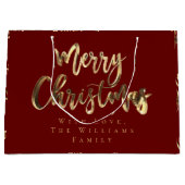 Elegant Red en Gold look Script, prettig kerstfees Groot Cadeauzakje (Voorkant)