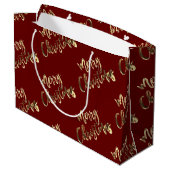 Elegant Red en Gold look Script, prettig kerstfees Groot Cadeauzakje (Achterkant Gekanteld)