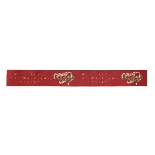 Elegant Red en Gold look Script, prettig kerstfees Lint (Voorkant)