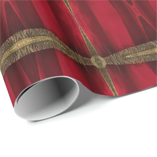 Elegant Red en Gold Pattern Cadeaupapier (Rol Hoek)