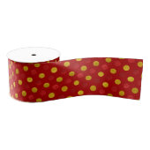 Elegant Red en Gold Polka Dots Moderne Kerstmis Grosgrain Lint (Spoel)