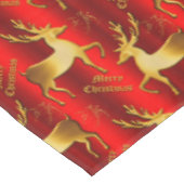 Elegant Red en Gold Reindeer Kerstmis Tafelkleed (Gekanteld)
