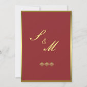 Elegant Red en Gold Wedding Kaart (Achterkant)
