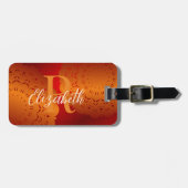 Elegant Red en Oranje Mandala Monogrammed Bagagelabel (Voorkant horizontaal)