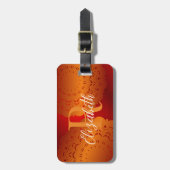 Elegant Red en Oranje Mandala Monogrammed Bagagelabel (Voorkant verticaal)