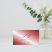 Elegant Red en Silver Sparging Diamonds Initialen Visitekaartje (Staand voorkant)