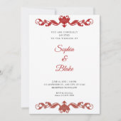 Elegant Red en White Art Deco Wedding Kaart (Voorkant)