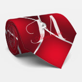 Elegant Red en White Criss Cross Pattern Stropdas (Opgerold)