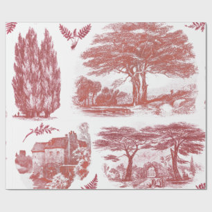 Elegant  Red English Country Pastoral Toile Cadeaupapier