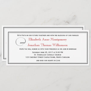 Elégant Red Faith Hope Love Faire-part de mariage