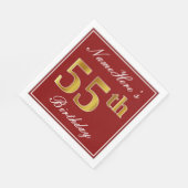 Elegant Red, Faux Gold 55th Birthday + Aangepaste  Servetten (Hoek)