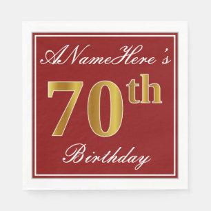 Elegant Red, Faux Gold 70th Birthday + aangepaste  Servetten
