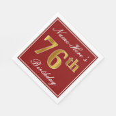 Elegant Red, Faux Gold 76th Birthday + aangepaste  Servetten (Hoek)