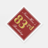 Elegant Red, Faux Gold 83rd Birthday + aangepaste  Servetten (Hoek)