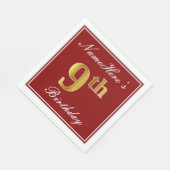 Elegant Red, Faux Gold 9th Birthday + Aangepaste n Servetten (Hoek)