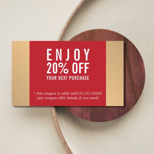 Élégant Red Faux Gold Beauty Salon Coupon