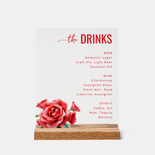 Elegant Red Floral Beverage Menu (Recto)