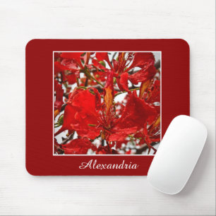 Elegant Red Floral Elegant Flowers personaliseren Muismat