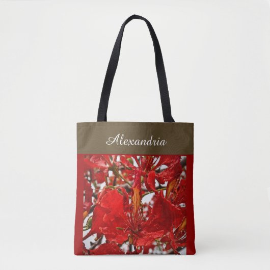 Elegant Red Floral Modern personaliseren Draagtas (Voorkant)