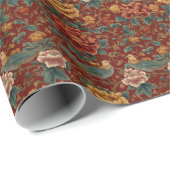 Elegant Red Floral Pattern Cadeaupapier (Rol Hoek)