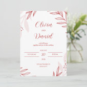 Elegant Red Floral Wedding Invitation (Debout devant)