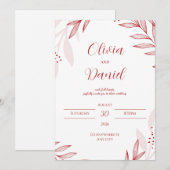 Elegant Red Floral Wedding Invitation (Devant / Derrière)