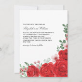 Elegant Red Floral Wedding Invitation Kaart (Voorkant)