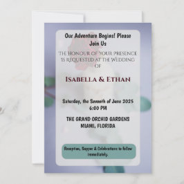 Elegant Red Floral Wedding Invitation Kaart