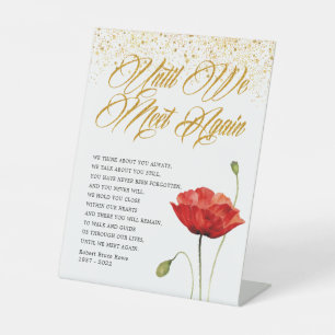 Elegant Red Flower Memorial Funeral Poem Reclamebord Met Voetstuk